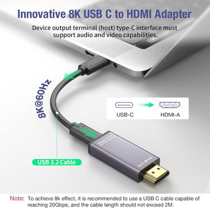 NÖRDIC USBC-N1301 USB-C naar HDMI 2.1 Adapter - 8K60Hz - Thunderbolt 4 - Mat Grijs