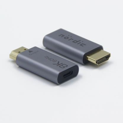 NÖRDIC USBC-N1301 USB-C naar HDMI 2.1 Adapter - 8K60Hz - Thunderbolt 4 - Mat Grijs