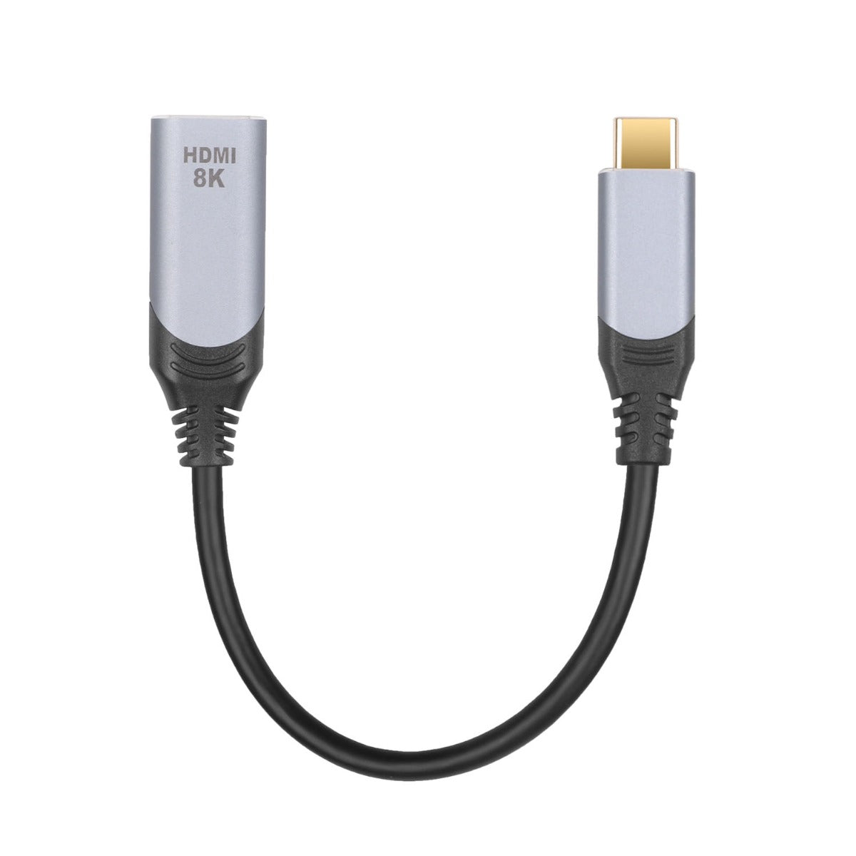 NÖRDIC USBC-N1302 USB-C naar HDMI 2.1 adapter - 8K30Hz - 48Gbps - Thunderbolt 3 en 4 - 20cm - Zwart