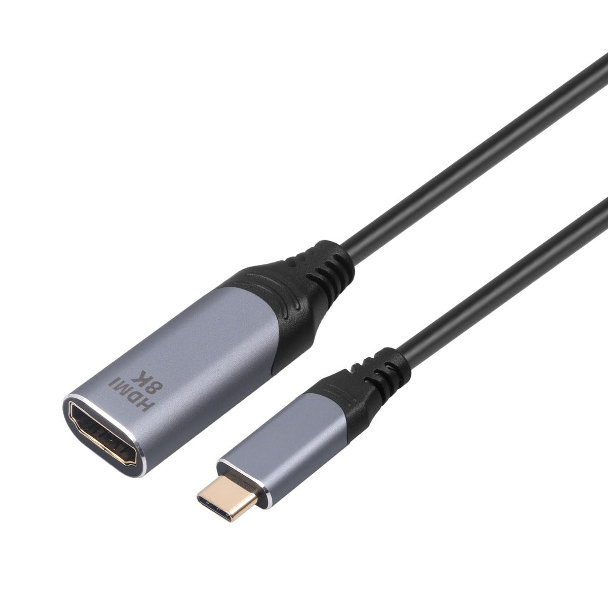 NÖRDIC USBC-N1302 USB-C naar HDMI 2.1 adapter - 8K30Hz - 48Gbps - Thunderbolt 3 en 4 - 20cm - Zwart