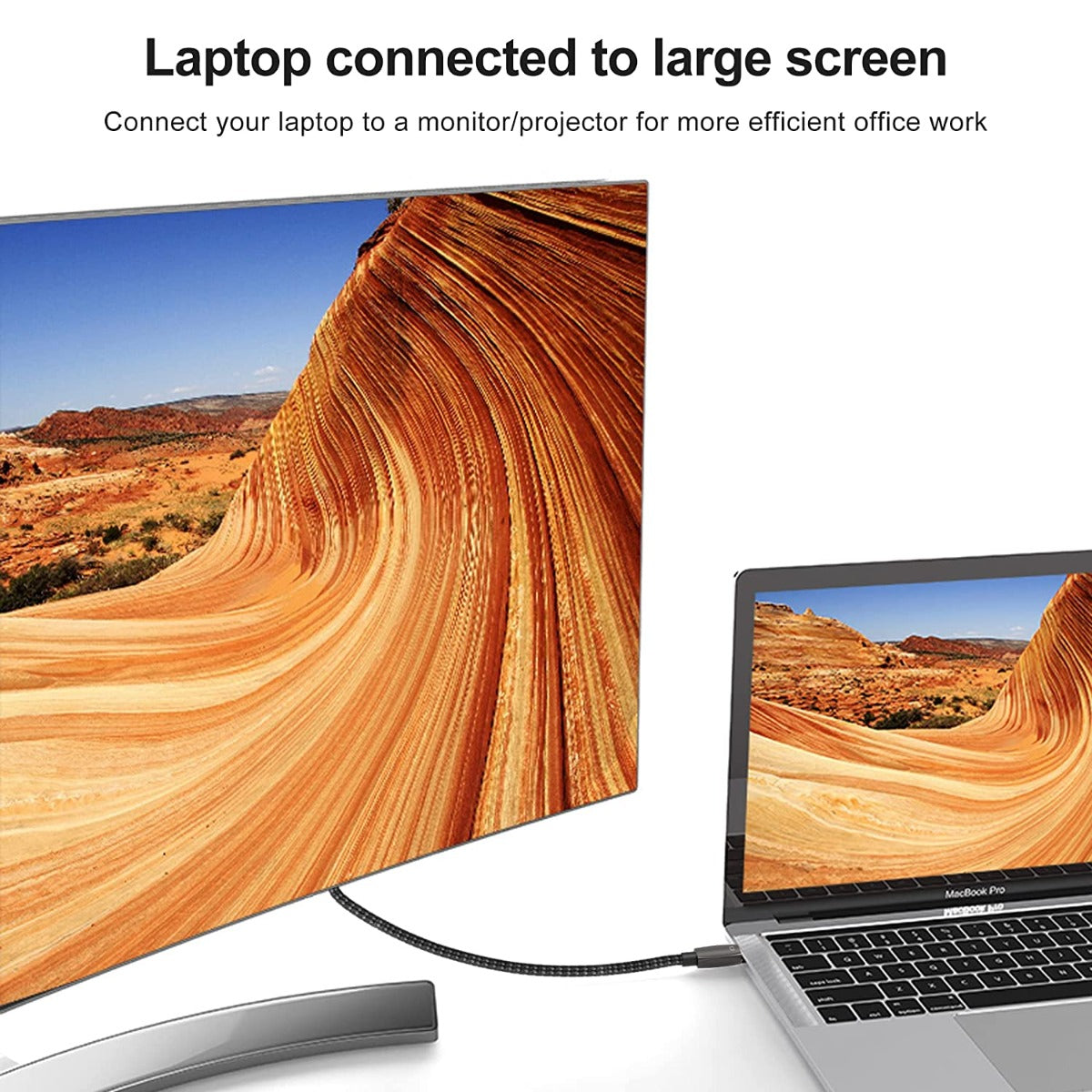 NÖRDIC USB-C naar HDMI kabel - 2.1 8K30Hz - 48Gbps - Thunderbolt 3 en 4 - 1m - Zwart