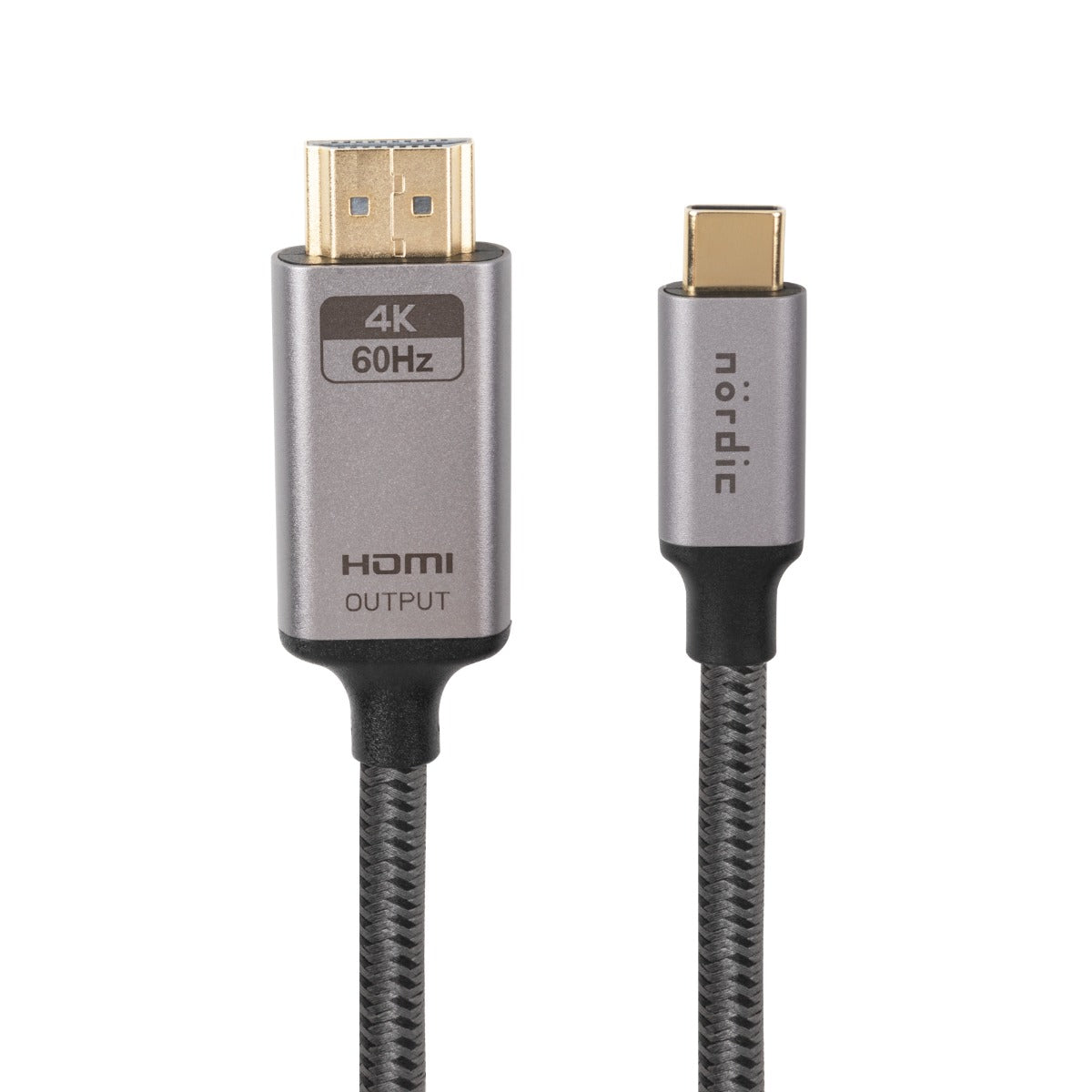 NÖRDIC USBC-N1315 USB-C naar HDMI kabel - 4K 60 Hz - HDCP1.4 en 2.2 - 1,5m - Space Gray