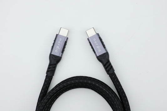 NÖRDIC USBC-N1370 USBC naar USBC snellader - USB3.2 Gen 2 Snellader met Emarker - 10Gbps Data - 100W Power Delivery - 25cm - Spacegrijs