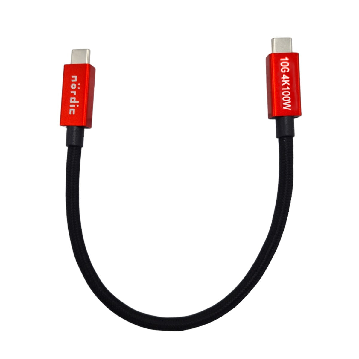 NÖRDIC USBC-N1380 - USB3.2 Gen2 SuperSpeed - USB 10Gbps - Power Delivery 100W - 4K60Hz video - 25cm - Rood