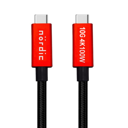 NÖRDIC USBC-N1380 - USB3.2 Gen2 SuperSpeed - USB 10Gbps - Power Delivery 100W - 4K60Hz video - 25cm - Rood