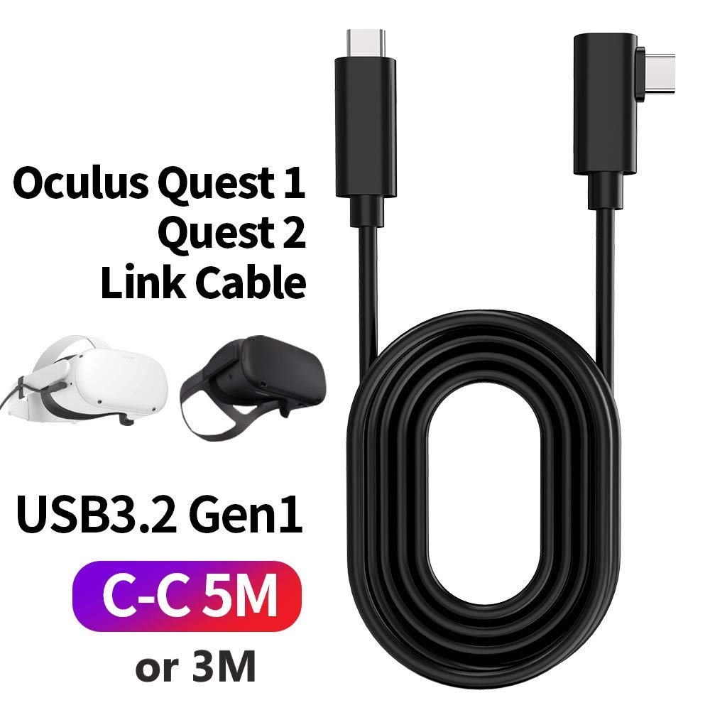 NÖRDIC USB-C naar USB-C - USB3.2 Gen1 - Geschikt voor Oculus Quest / Quest 2 VR bril - 5m - Zwart