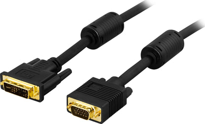 DELTACO VE013-A, DVI-A VGA HD15 kabel - 2 meter