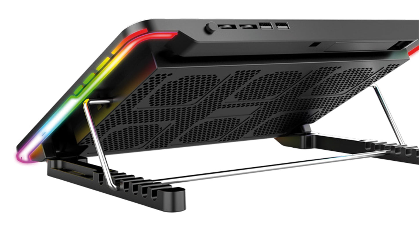 Platinet VARR VGCP6F Gaming Laptopkoeler - Tot 17” Inch - Hoogte verstelbaar - 6 Ventilators - 2xUSB - Zwart