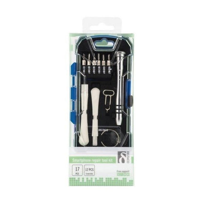 DELTACO VK-50 Smartphone repair tool set, alloy screwdriver, suction cup, 17-piece, black