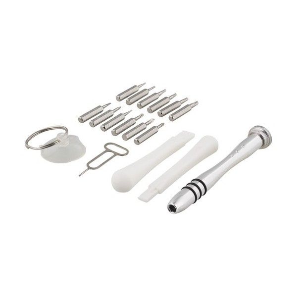 DELTACO VK-50 Smartphone repair tool set, alloy screwdriver, suction cup, 17-piece, black